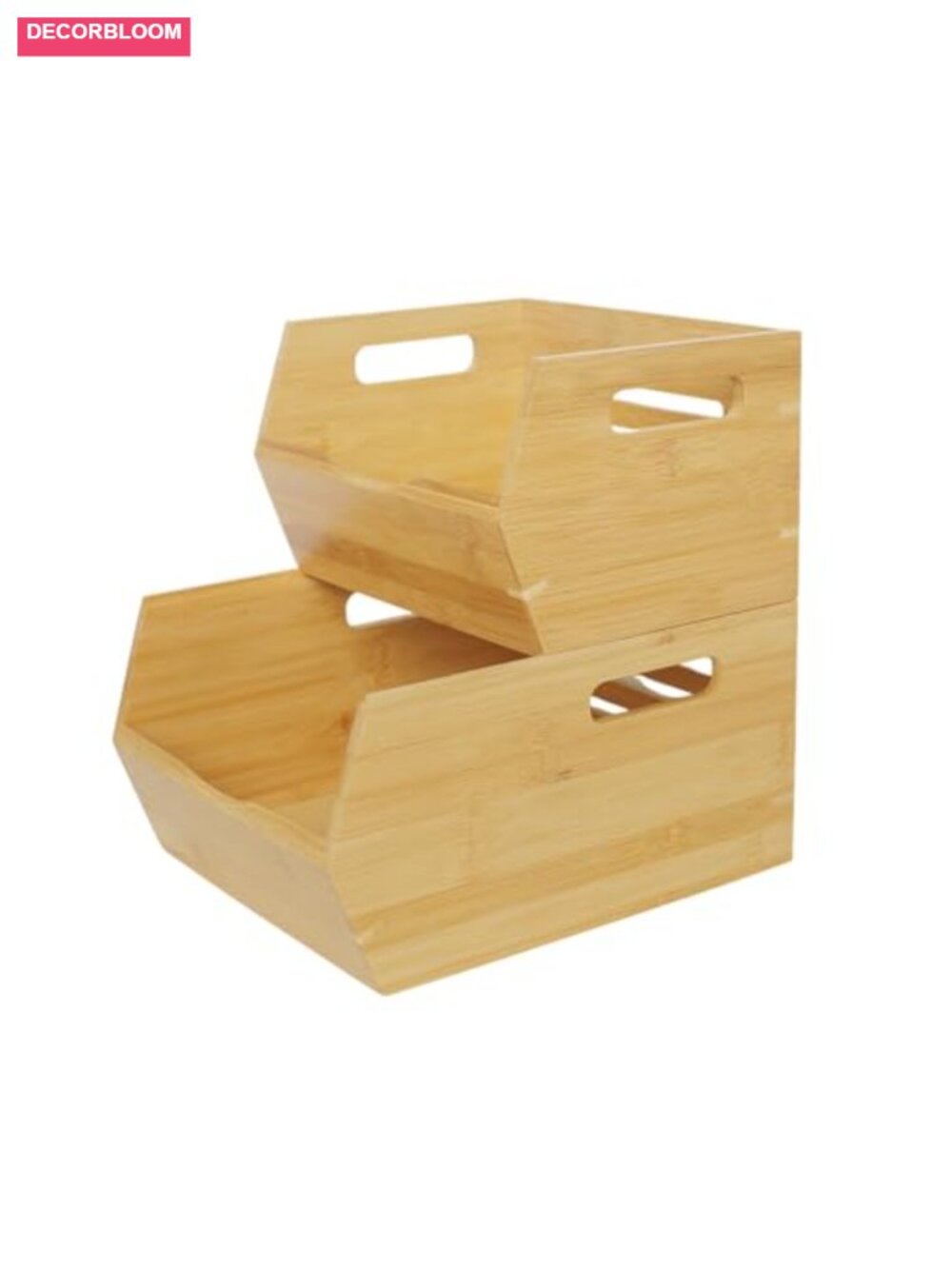 Bamboo Pantry Storage Bins Stackable Set Food Container Organizer